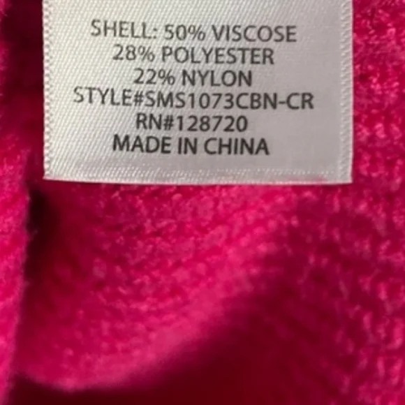 Miami Red and Hot Pink Heart Puff Sleeve V-Neck Oversized Crop Sweater - Picture 6 of 11